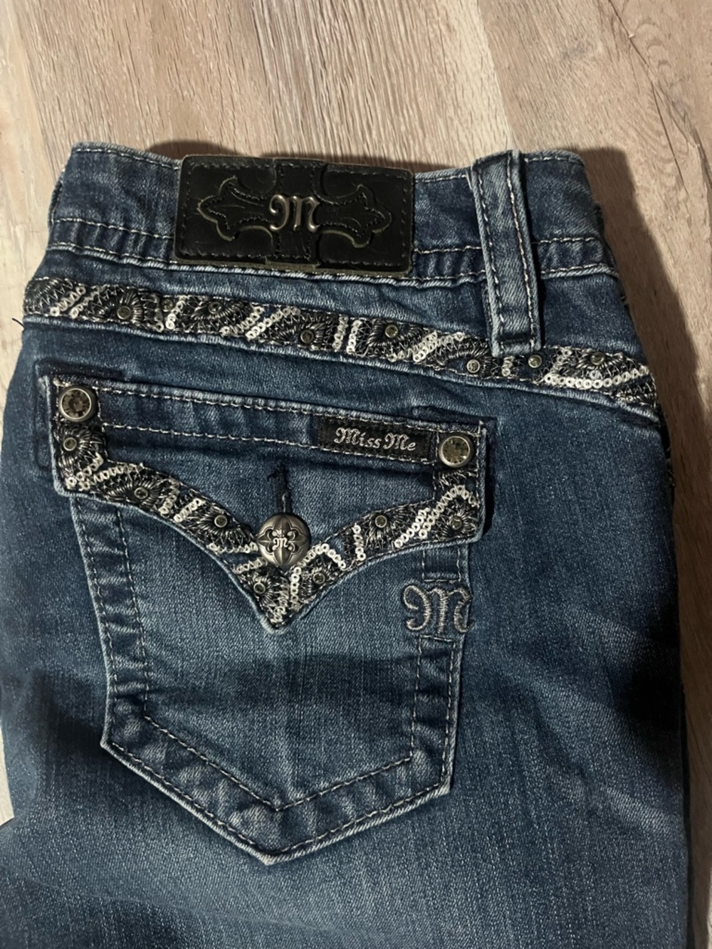 Miss Me Skinny Capri Jeans Dark Blue Womens Size 29 - Picture 11 of 11